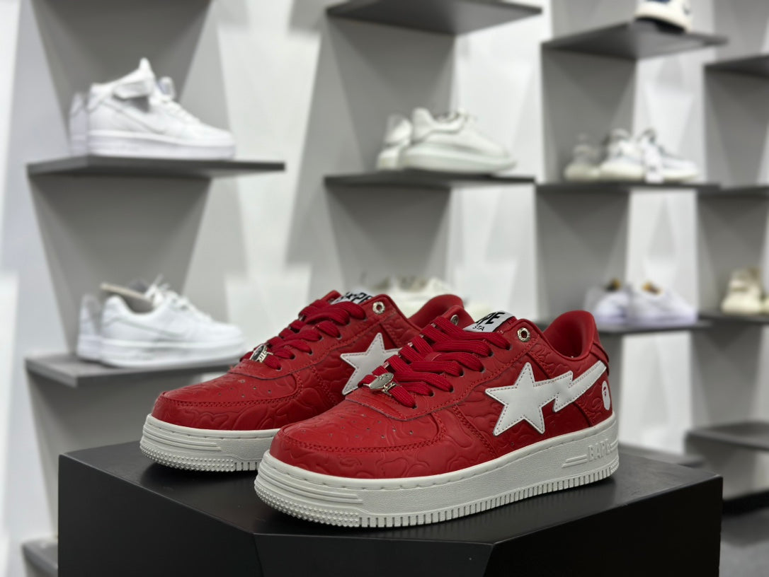 Bapesta Low “Red Suede” Sneakers