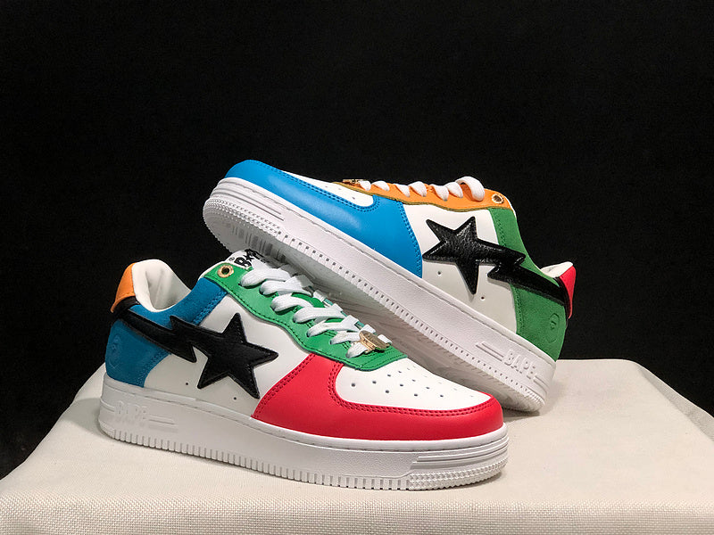 BAPE STA Low Sneakers – Multicolor Patchwork