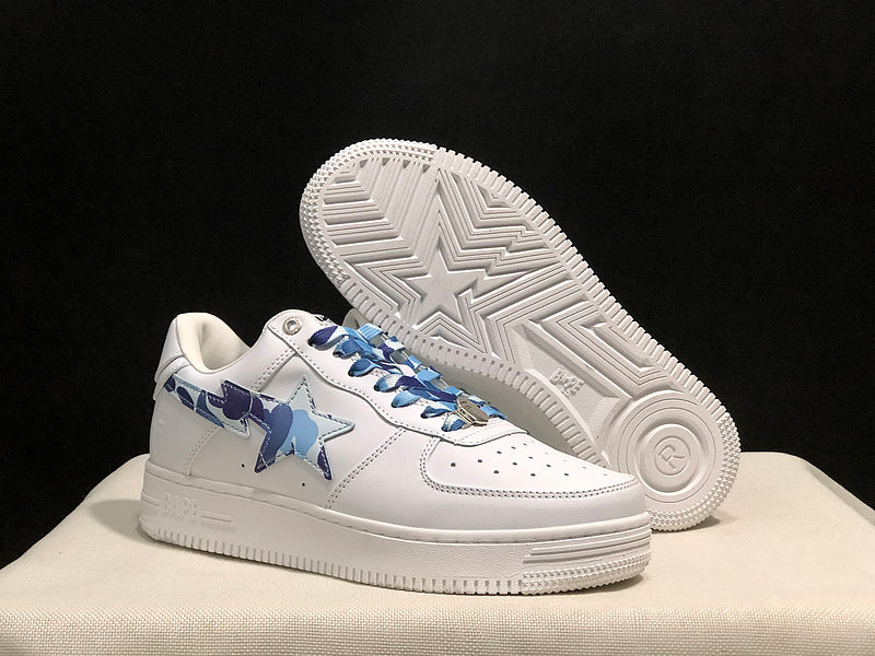 BAPE STA Low-Top Sneakers – White/Blue Camo