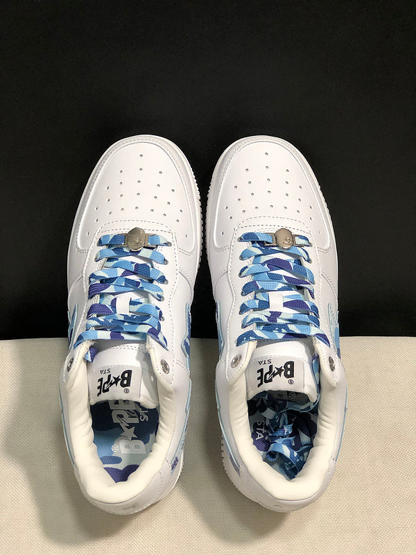 BAPE STA Low-Top Sneakers – White/Blue Camo
